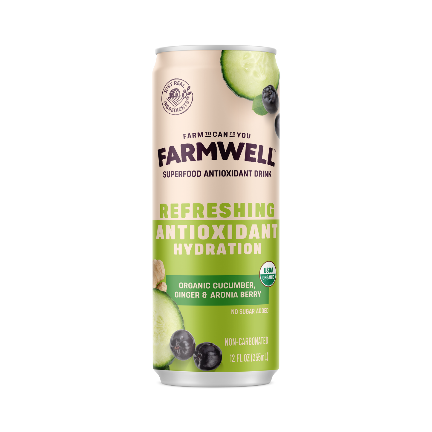 Farmwell Cucumber Ginger Aronia 12 oz - Organic, Vegan Wellness Drink