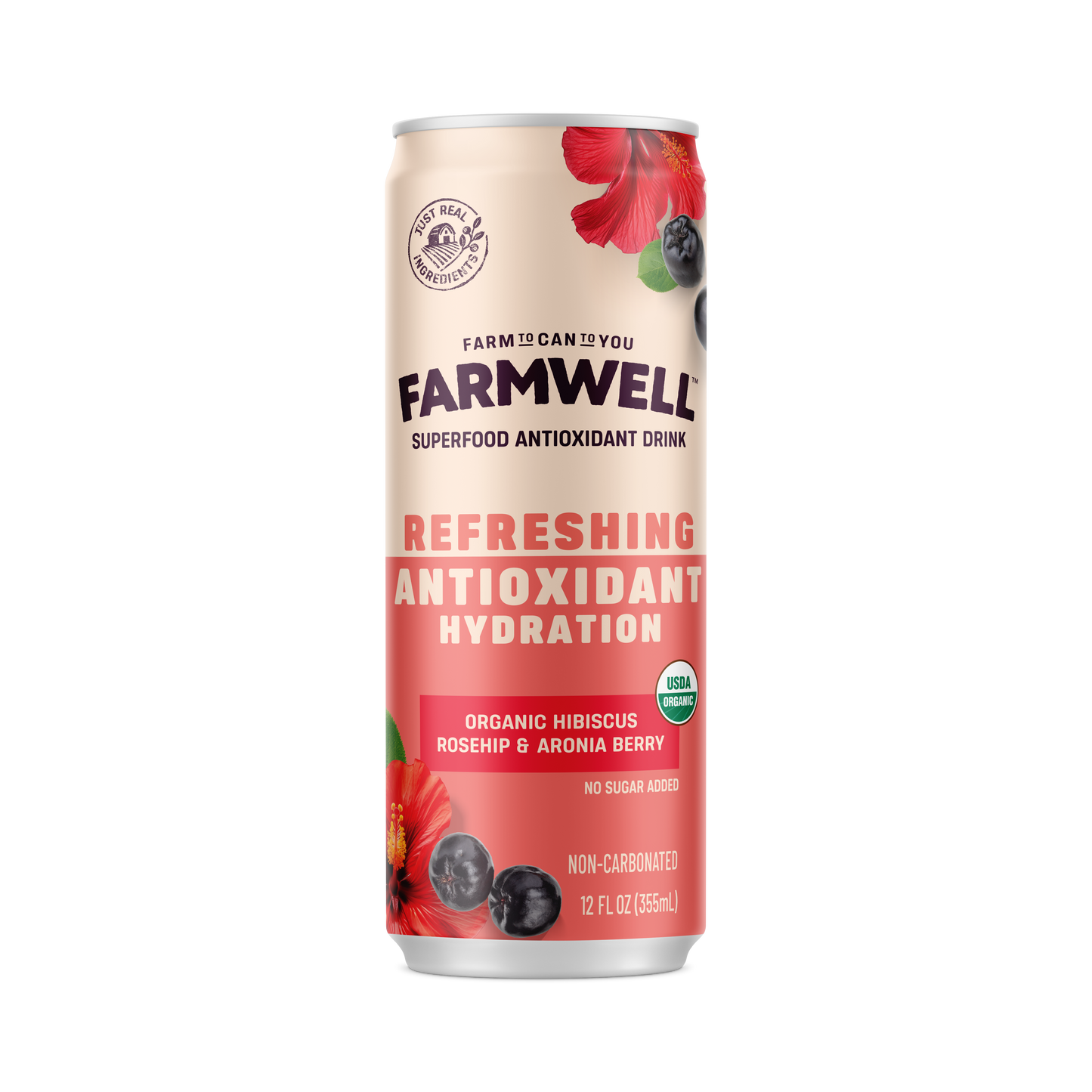 Farmwell Hibiscus Rosehip Aronia 12 oz - Organic, Vegan Wellness Drink