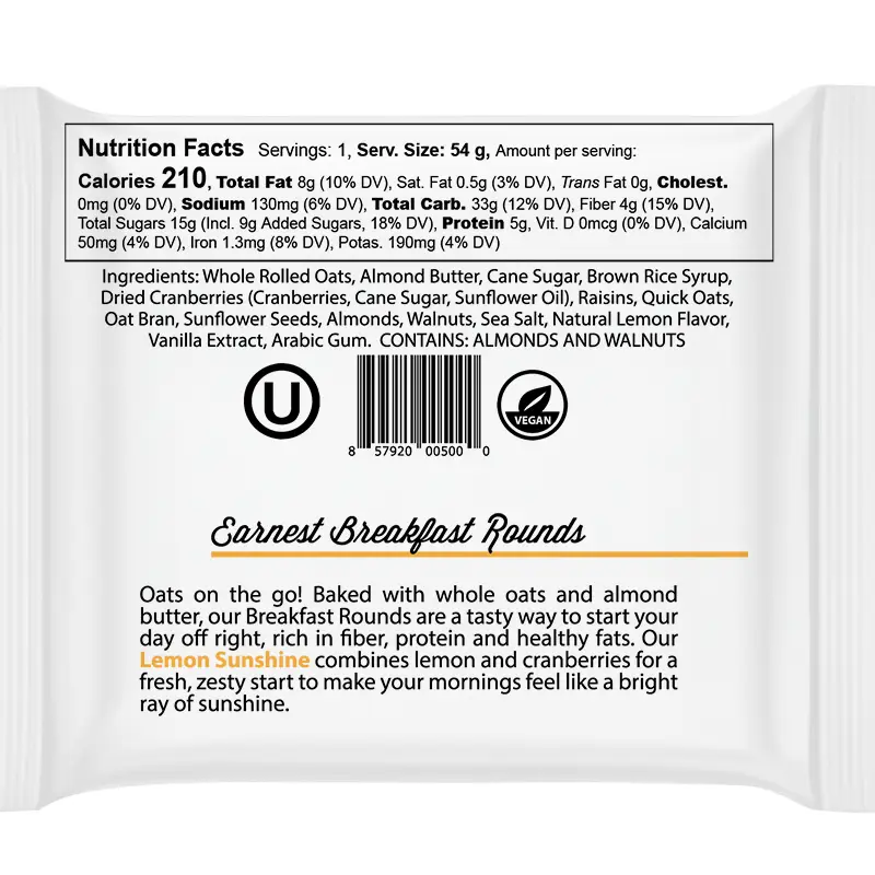 Lemon Sunshine Breakfast Oats Rounds - Fresh Morning Energy