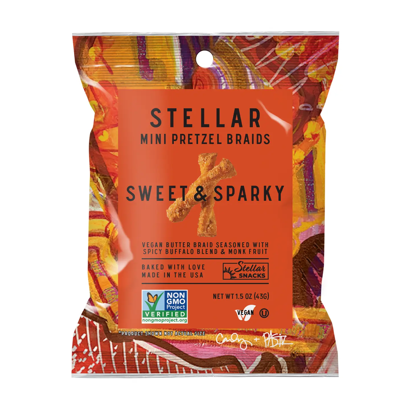 Stellar Pretzel Braids Sweet & Sparky - Crunchy Snack 1.5oz
